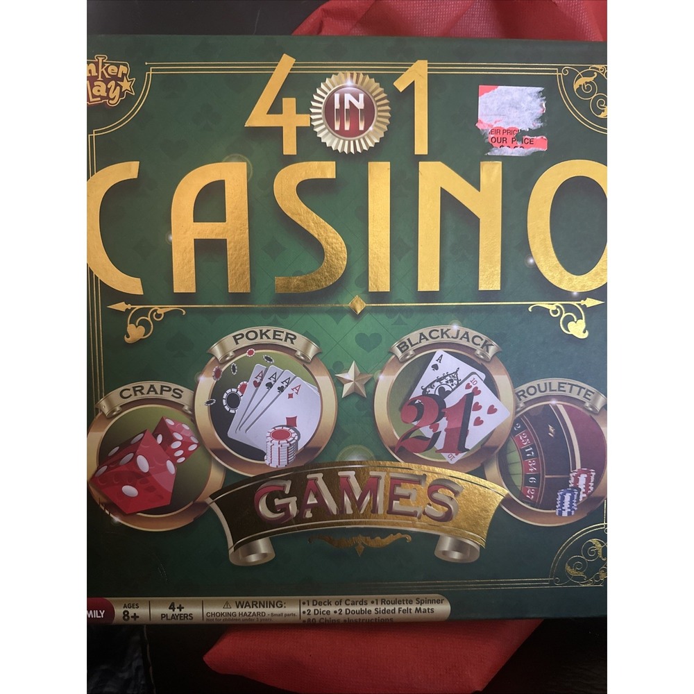Anker Play 4-in-1 Casino Games Set Poker Blackjack Craps Roulette 200170/DOM New